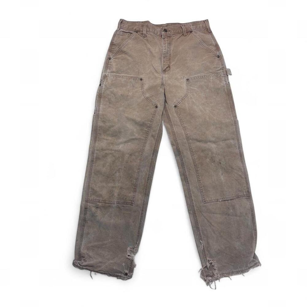 Carhartt B136 BRN USA made Vintage Double Knee Duck Canvas Carpenter Pants 32”